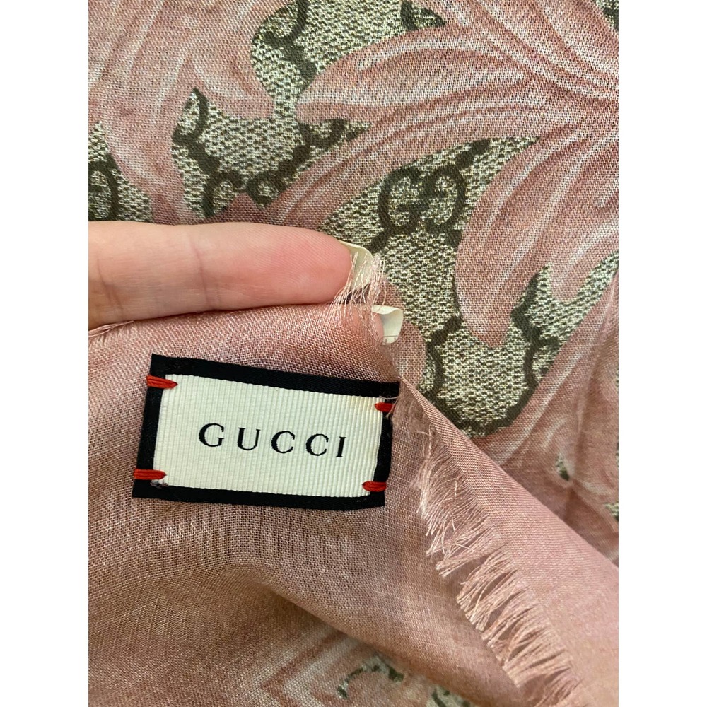 Gucci Oversized GG Arabesque Silk-Modal Shawl Scarf – Blush Pink - Picture 5 of 5